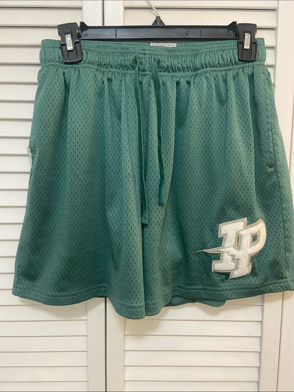 Inaka Power Green Mesh Athletic Shorts with Logo Patch - Picture 1 of 7